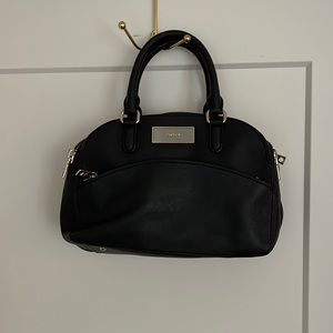 Authentic  DKNY black leather gold hardware multi compartment purse